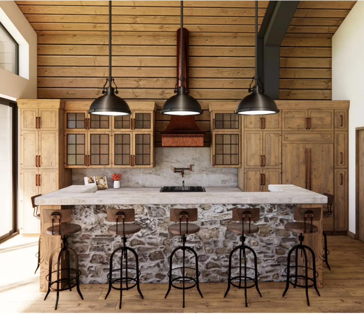 Modern kitchen with rustic elements
